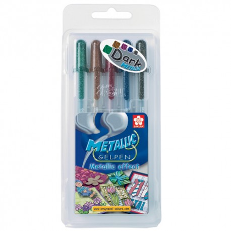 Sakura Metalni gel rolerji set 5 Temne barve