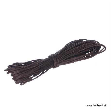 Povoščena tekstilna vrvica 0,5mm x 5m, Temno Rjava
