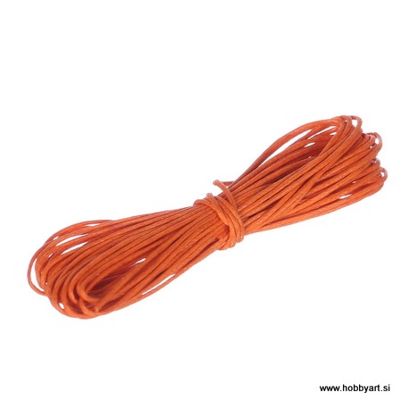 Povoščena tekstilna vrvica 1mm x 5m, Oranžna