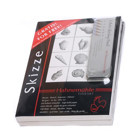 Komplet 2 skicirk A4 100 listov 96g + 6 svinčnikov