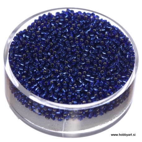 Miyuki perle 1,5mm, Srebrna sredica Modra 10g.