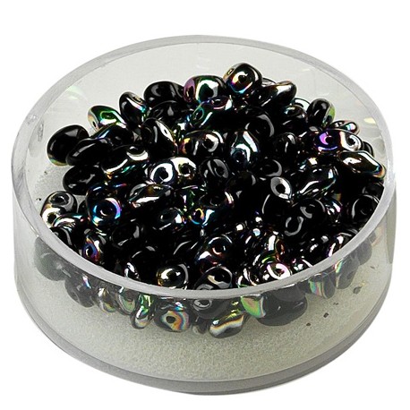 Super Duo perle 2,5 x 5mm, Iris Črne 8g.