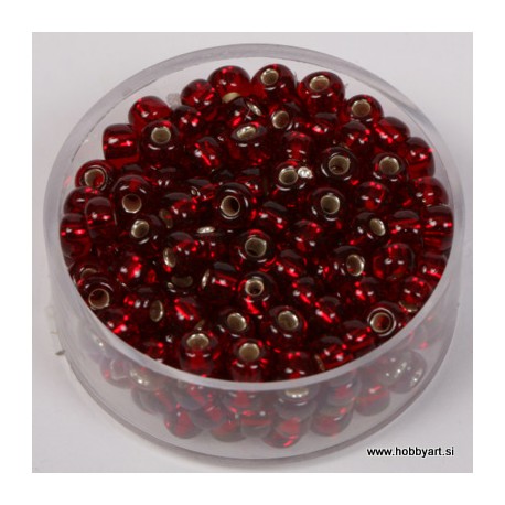 Perle srebrna sredica 4,5mm t. rdeče 17g.