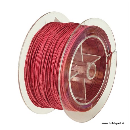 Povoščena tekstilna vrvica 1mm 50m, Pink