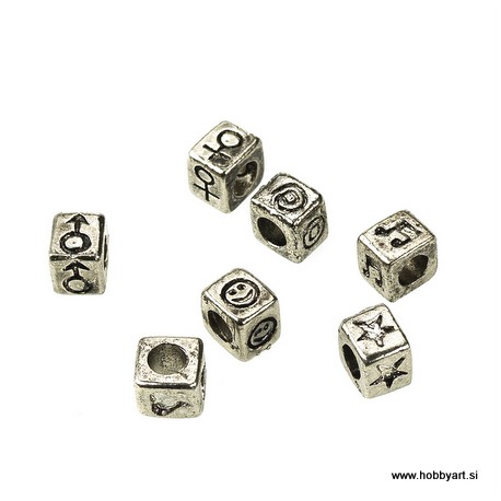 Kovinske perle 6x7mm, 7 dizajnov Platinaste b