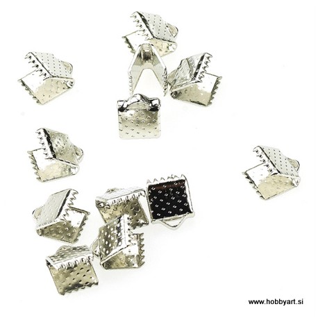 Zaključek za trak klipsna 6 x 6mm, Platinasta b. 12 kosov