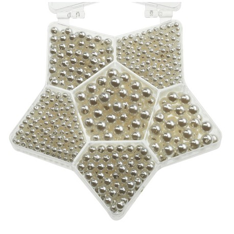 Komplet voščenih perl Zvezda Bele 4, 6, 10mm