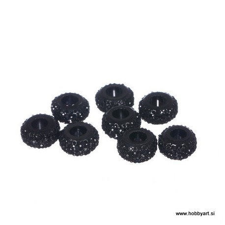 Epoksi akrilne perle 12mm Ø luknje 4,5mm, Črna, 8 kos