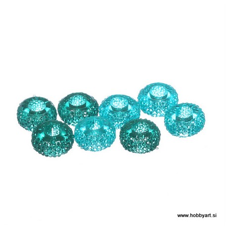 Epoksi akrilne perle 12mm Ø luknje 4,5mm, Aquamarin, 8 kos