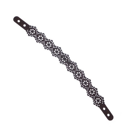 Velour čipkast trak za zapestnico 21 x 1,8cm, Temno rjava