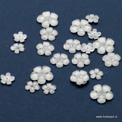 Rože iz epoksi smole Prozorno Bele 9-17mm, 23 kosov