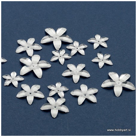 Rože iz epoksi smole Prozorno Bele 14-24mm, 16 kosov