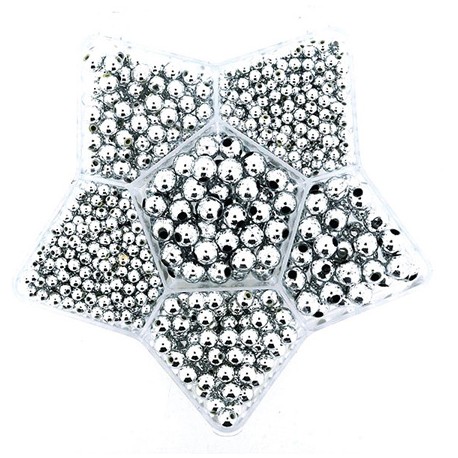 Komplet voščenih perl Zvezda Srebrne 4, 6, 10mm
