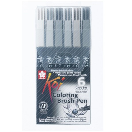 Sakura Koi brush marker set 6 Sivi toni