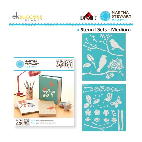 Šablona Martha Stewart Ptice in metulji 22,23 x 24,77cm, 2 kosa