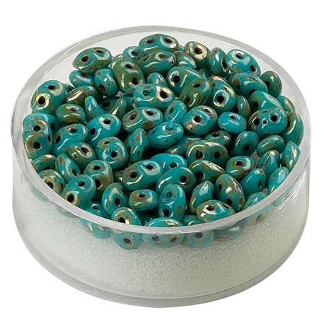 Super Duo perle 2,5 x 5mm, Turkizno marmorna 8g.