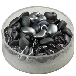 Perle solze 6 x 8mm, cca 40 kosov, Črno sivi toni