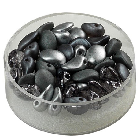 Perle solze 6 x 8mm, cca 40 kosov, Črno sivi toni