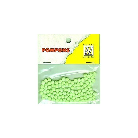 Pompom 3mm, Neon zelena, 100 kosov