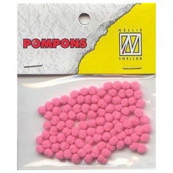 Pompom 3mm, Pink, 100 kosov