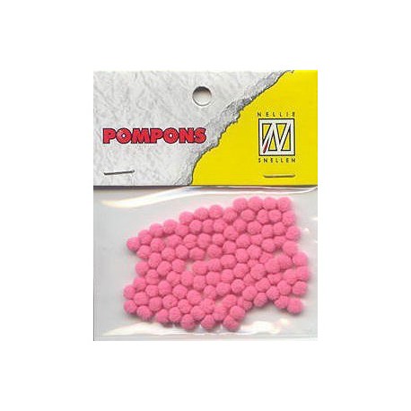 Pompom 3mm, Pink, 100 kosov