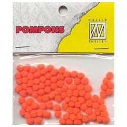 Pompom 3mm, Neon oranžna, 100 kosov