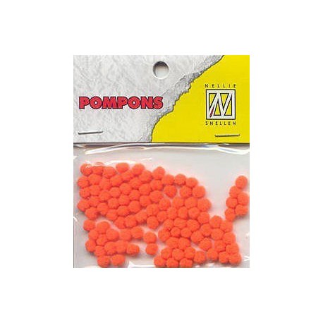 Pompom 3mm, Neon oranžna, 100 kosov