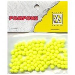 Pompom 3mm, Neon rumena, 100 kosov