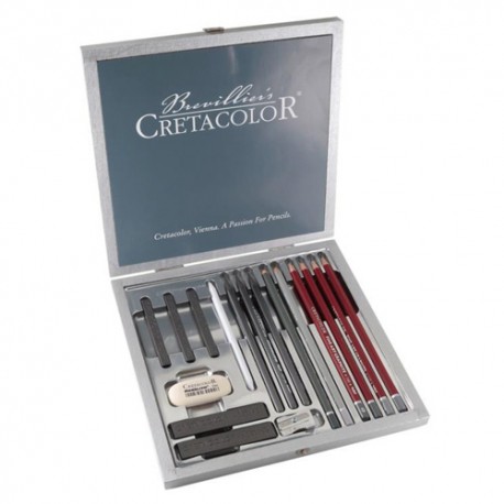 Cretacolor Silver Box 17 delni set, Lesena škatla