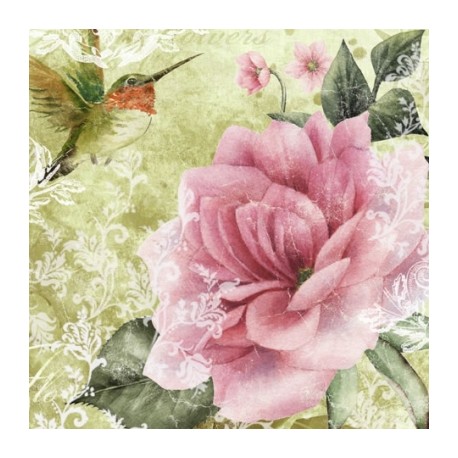 Papirni prtički Servieti Ptica + roža 4 kosi 33x33cm