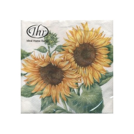 Papirni prtički Servieti Sončnice na beli podlagi 4 kosi 33x33cm