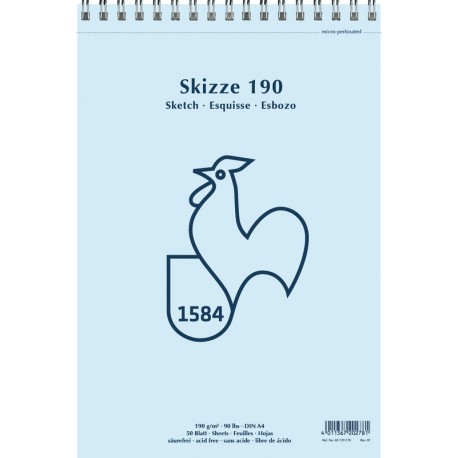 Hahnemuhle Skicirka špirala Skizze 190g. 50 listov A4 in A3 