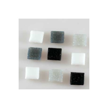 Steklen mozaik 20 x 20mm, belo črne, 44 kos