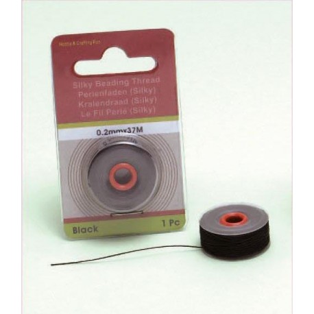 Svilena vrvica za perle 0,2mm x 37m, črna