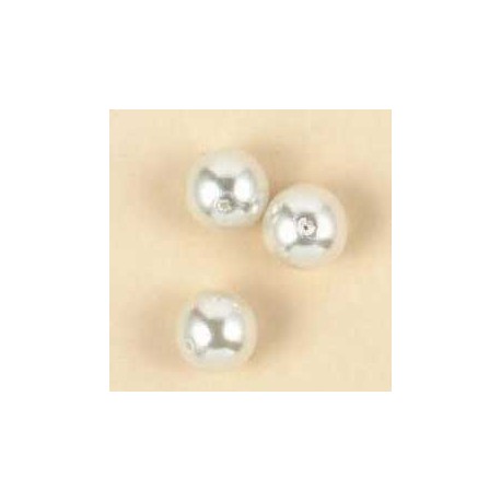 Steklene perle 10mm, bele, 15 kos
