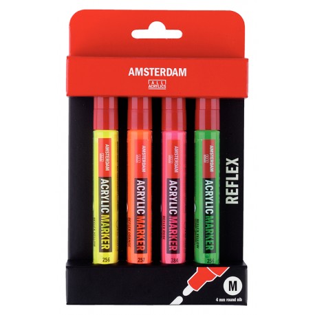Amsterdam akrilni markerji 4mm x 4x Flourescentne barve