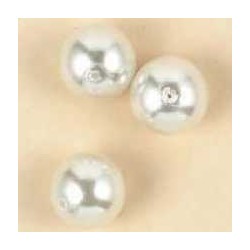 Steklene perle 14mm, bela, 5 kos