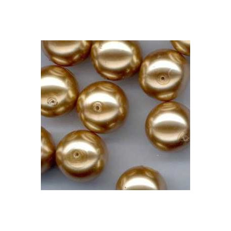Steklene perle 14mm, konjak b., 10 kos