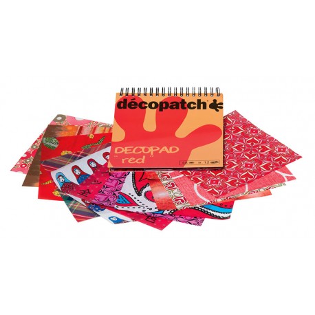 Decopatch blok papirjev Rdeča 12 motivov x 4, 48 kosov