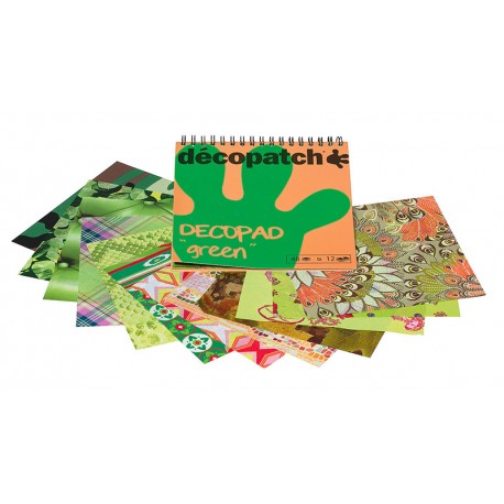 Decopatch blok papirjev Zelena 12 motivov x 4, 48 kosov