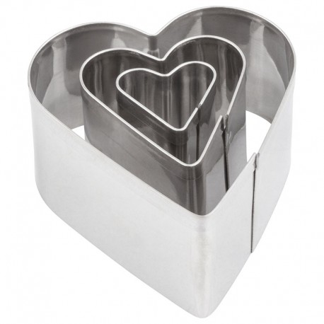 Kovinski modelčki Srca 2-4cm, 3 kosi