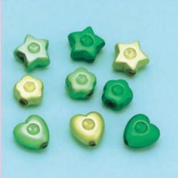 Satenske perle različne oblike 10g, zelene