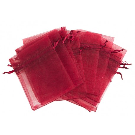 Organza vrečka 10 x 13cm Burgund rdeča 12 kosov