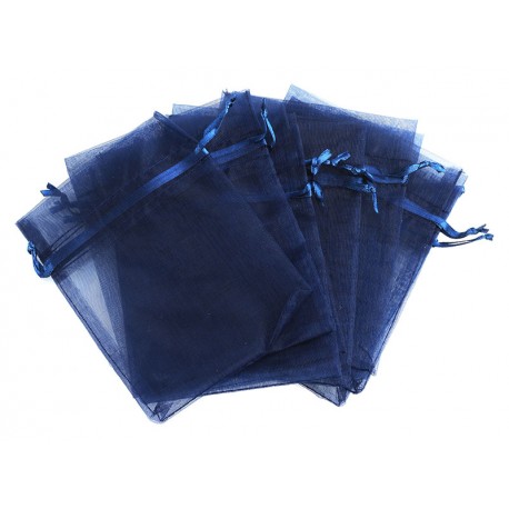 Organza vrečka Marin modra 10 x 13cm 12 kosov
