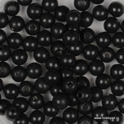 Lesene perle 4mm, Črne, 165 kosov