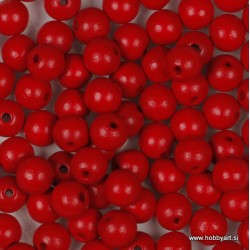 Lesene perle 6mm, Rdeče, 125 kosov