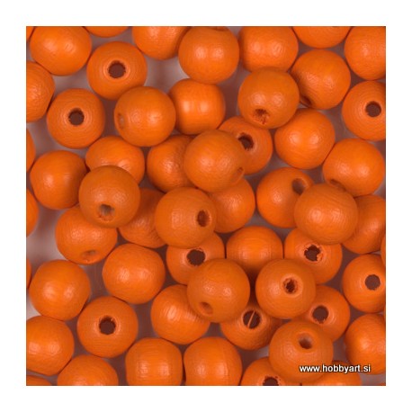 Lesene perle 8mm, Oranžne, 90 kos