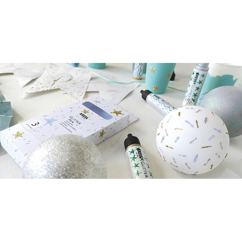 Kreul 49847 Penna Glitter Oro 29 Ml, Vernice Effetto Glitter A Base D'acqua Per Decorazioni Su Carta, Legno, Vetro, Tessuti