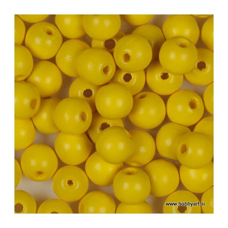 Lesene perle 10mm, Rumene, 60 kosov