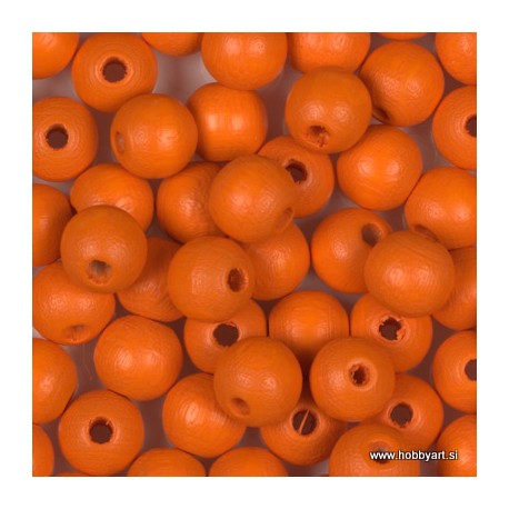 Lesene perle 10mm, Oranžne, 60 kos